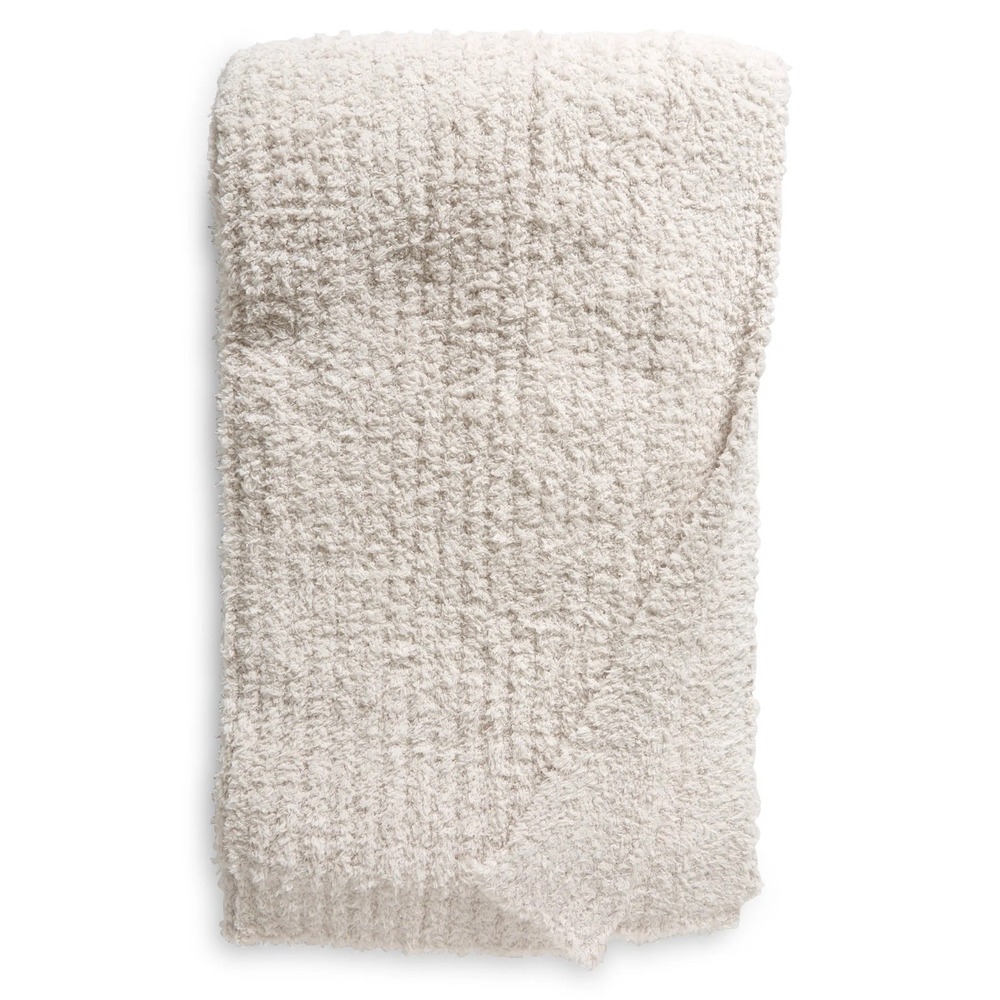 CozyChic Rib Throw Blanket Almond Beige Soft Cozy Knit Barefoot Dreams NWOT